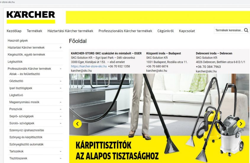 Hamarosan nyitás! A weboldal már akítv :) https://karcher-store-skc.hu