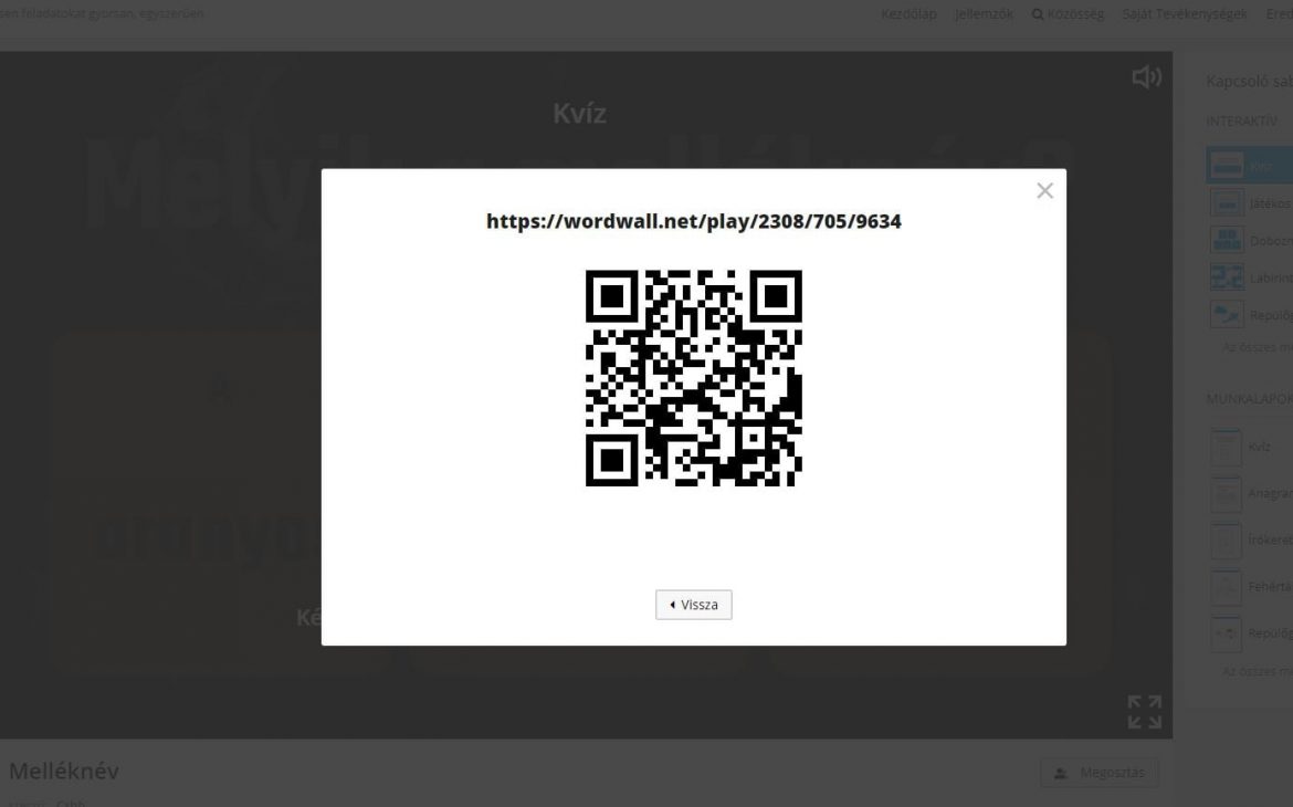 WordWall3 – Új funkció a QR kódos képernyőmegosztás